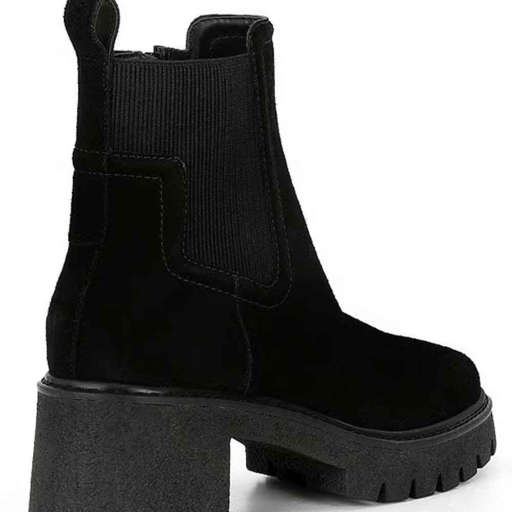 NEW Chelsea & Violet Lottie Suede Lug Sole Platform Chelsea Booties
